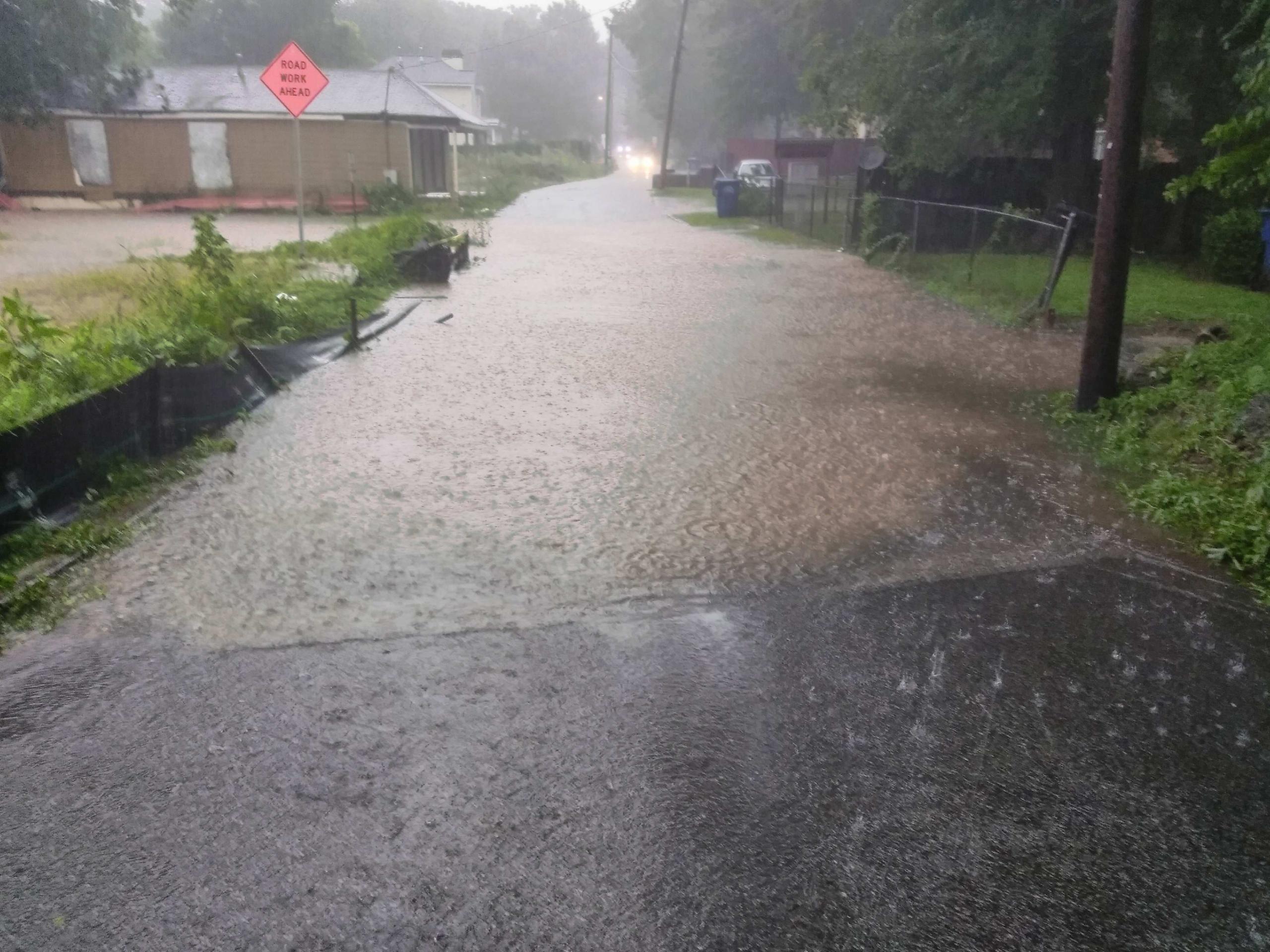 Flooding water on Oliver Street