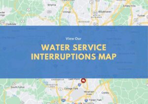 Map showing areas affected by water service interruptions in the City of Atlanta.