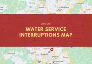 Map showing areas affected by water service interruptions in the City of Atlanta.