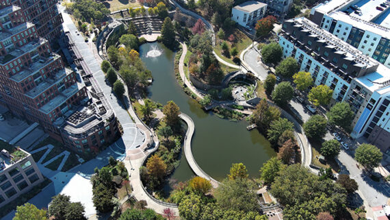 Drone Shot of Historic Fourth Ward Pond